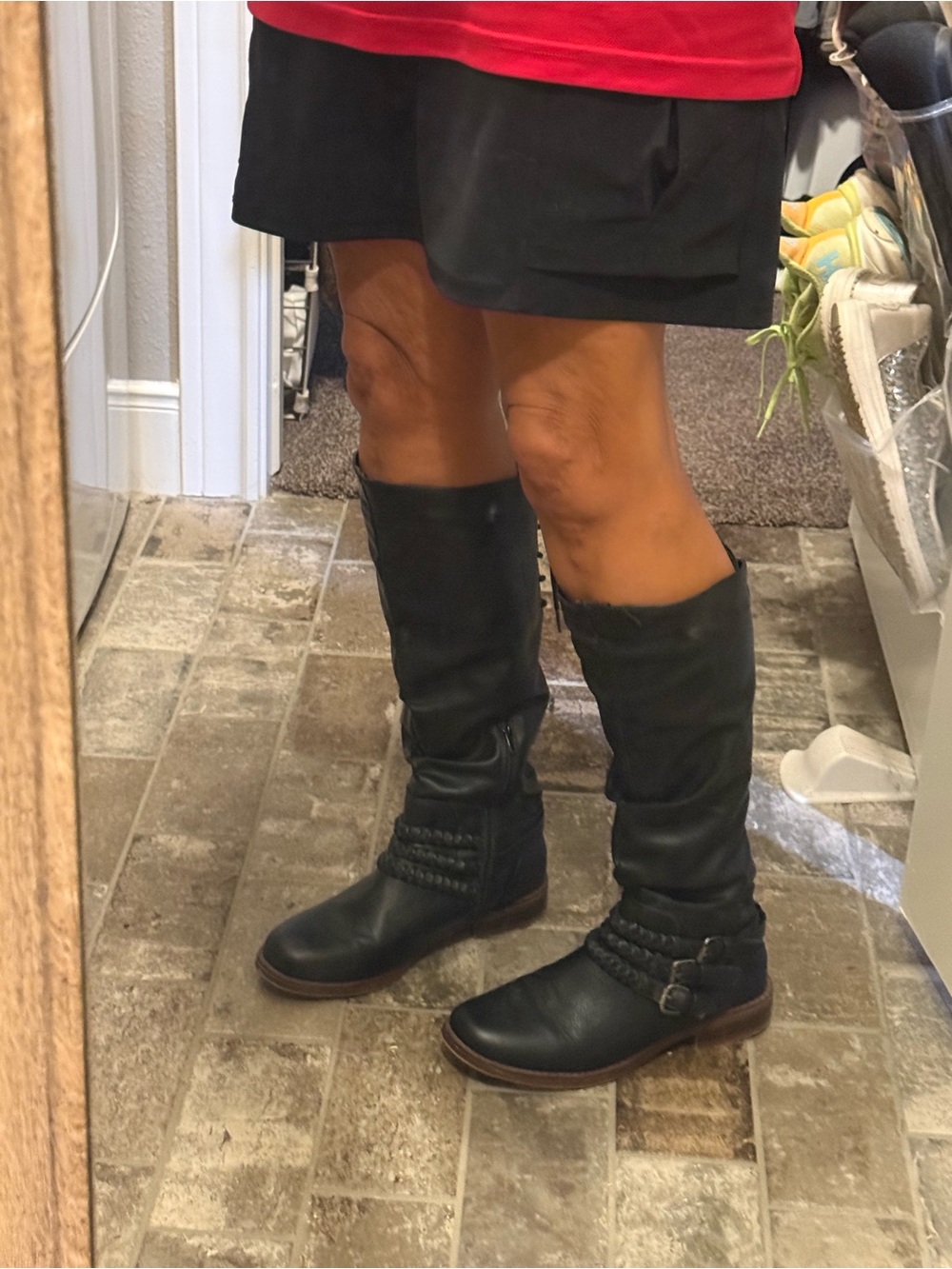 XOXO Black Over-the-Knee Lace-Up Boots with Buckle Straps and Braided Detail - Picture 10 of 12